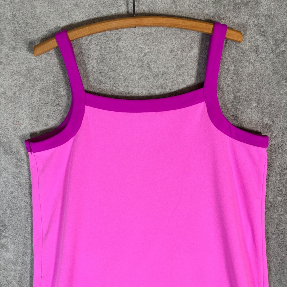 Trina Turk Pink Purple Colorblock Shift Dress Sleeveless Square Neck XL Mod - Picture 7 of 12